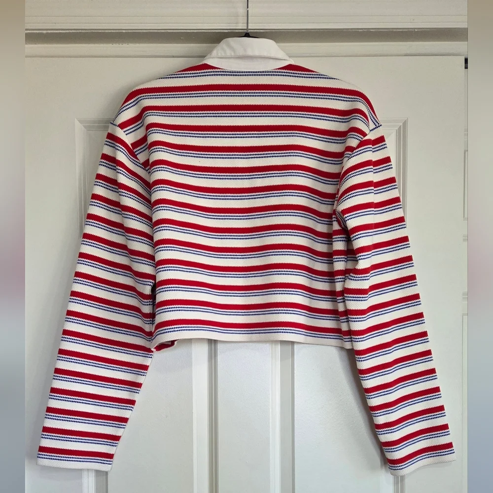 Reformation Red, White, Blue 'Anna' Cropped Rugby Top - Size M - Picture 3 of 10